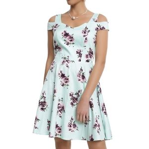 Mint floral cold shoulder dress WITH POCKETS